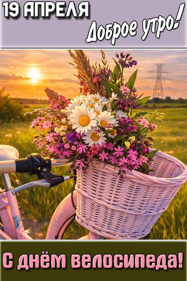 Картинка "19 апреля доброе утро! С днём велосипеда!"