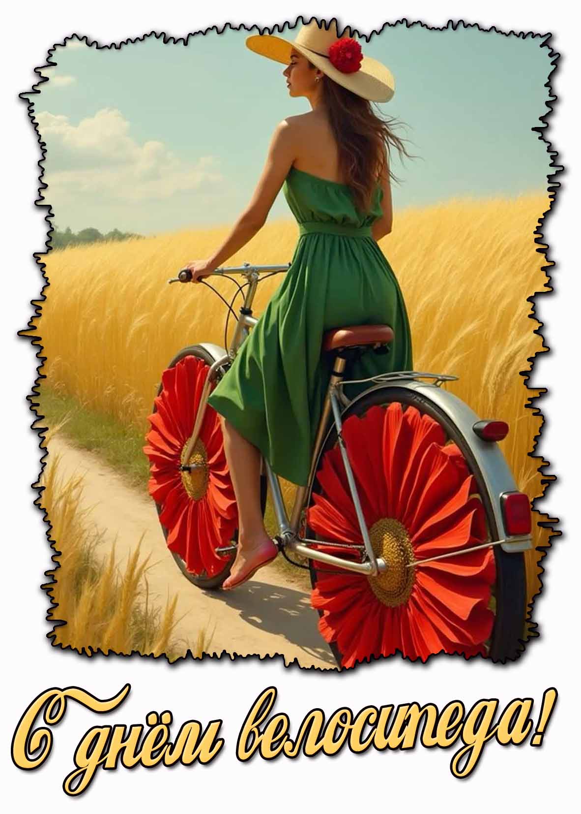 Абстрактная картинка с днём велосипеда