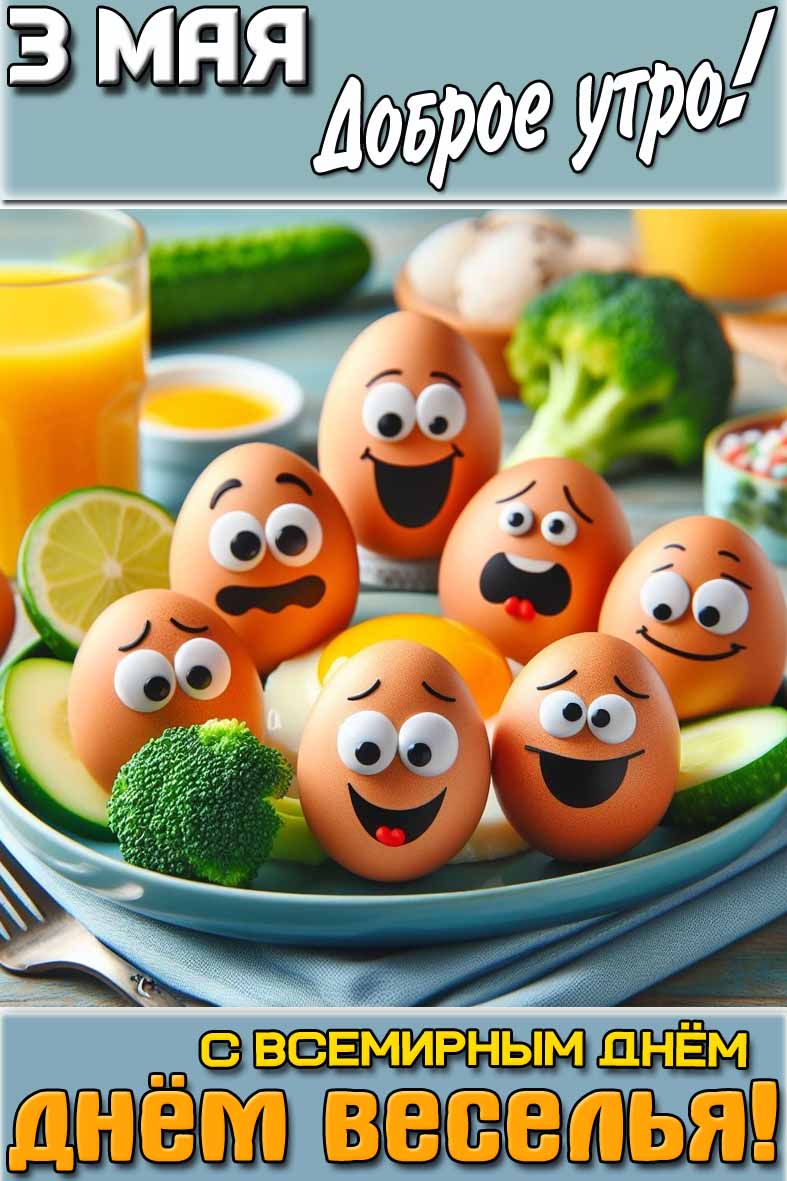 Открытка "3 мая доброе утро! С Всемирным днём веселья!"