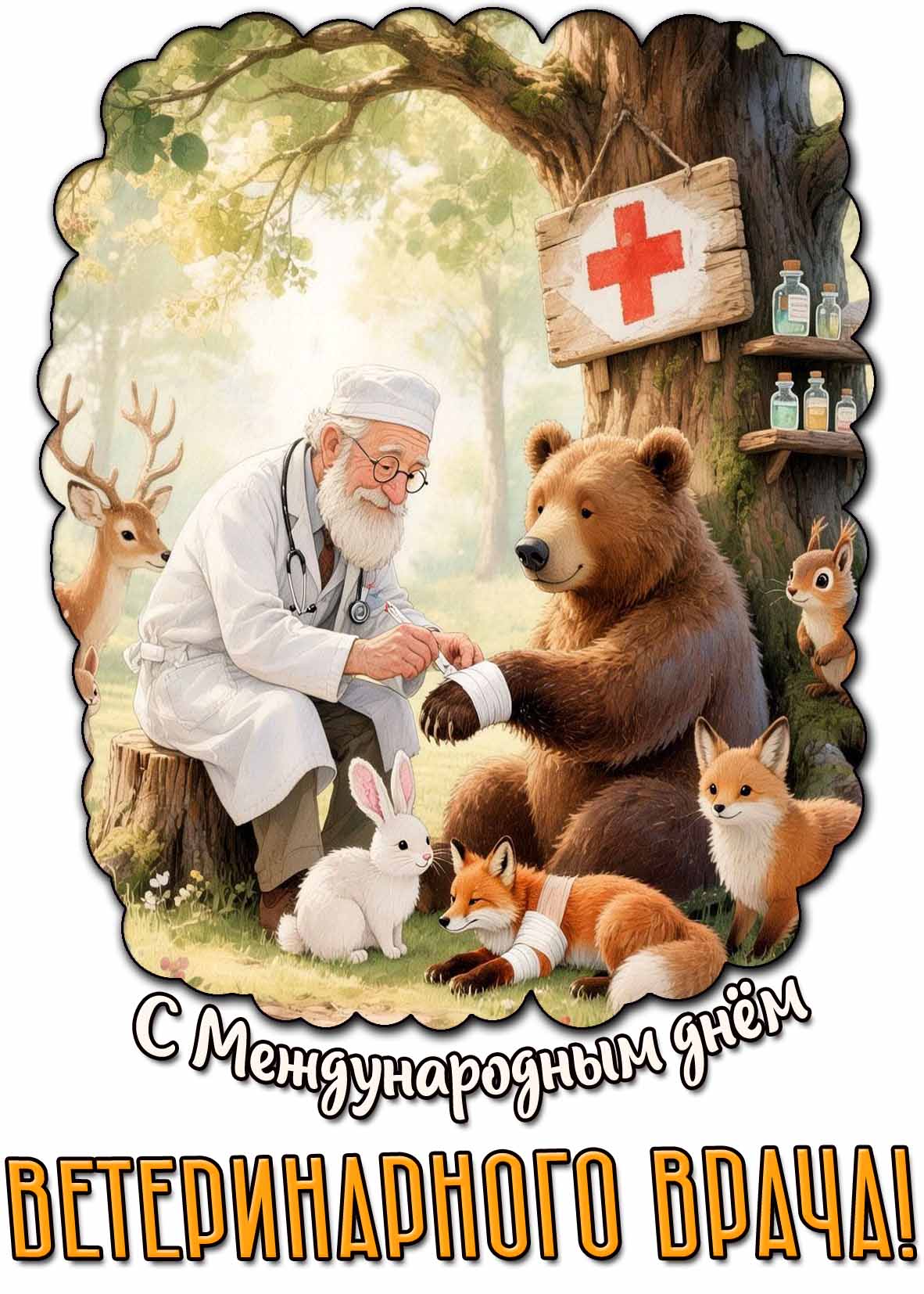 С Международным днём ветеринарного врача! - красивая открытка