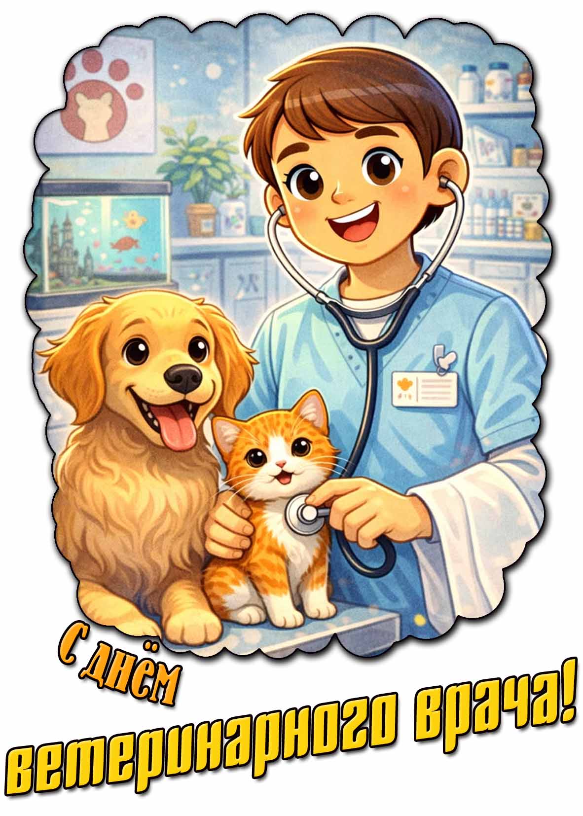 С днём ветеринарного врача! - открытка для мужчины