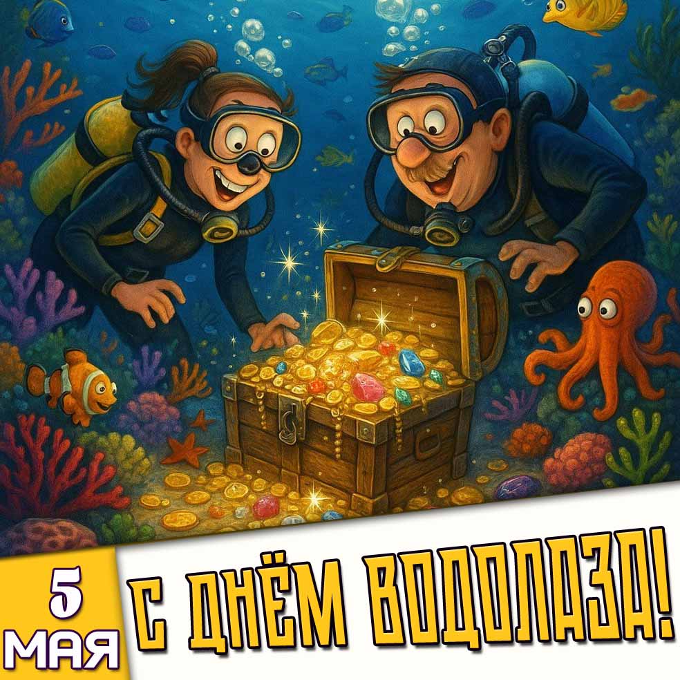 Открытка 5 мая - с днём водолаза!