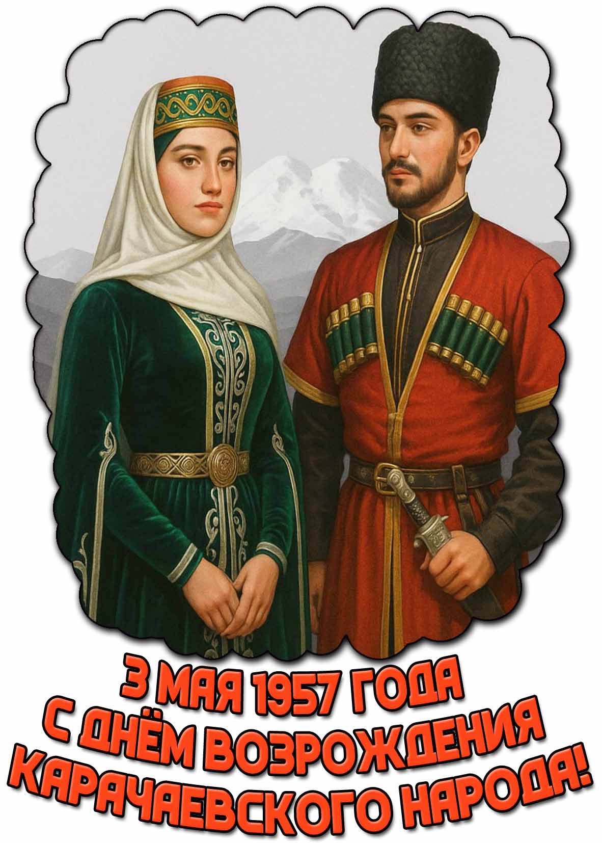 Красивая картинка "3 мая 1957 года - С днём возрождения карачаевского народа!"