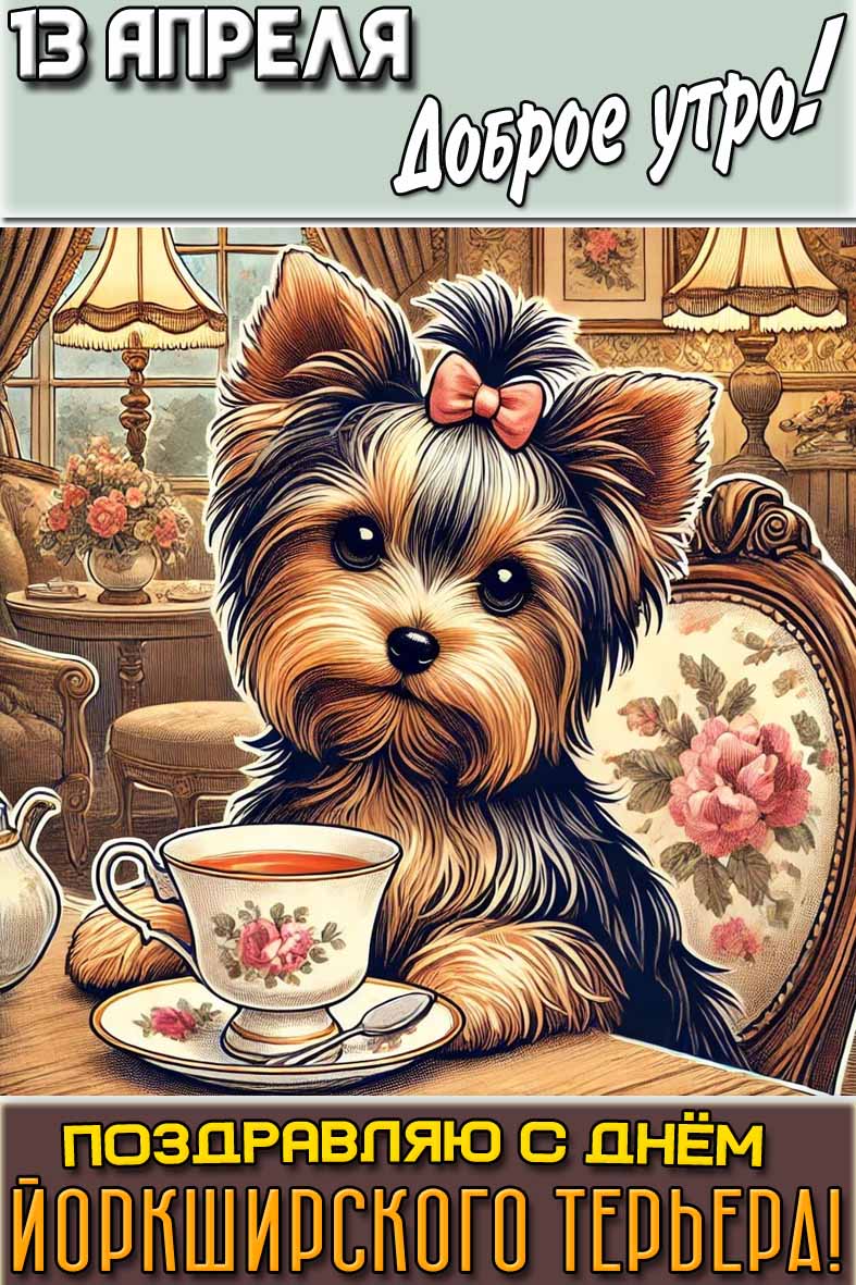 Картинка "13 апреля доброе утро! Поздравляю с днём йоркширского терьера!"
