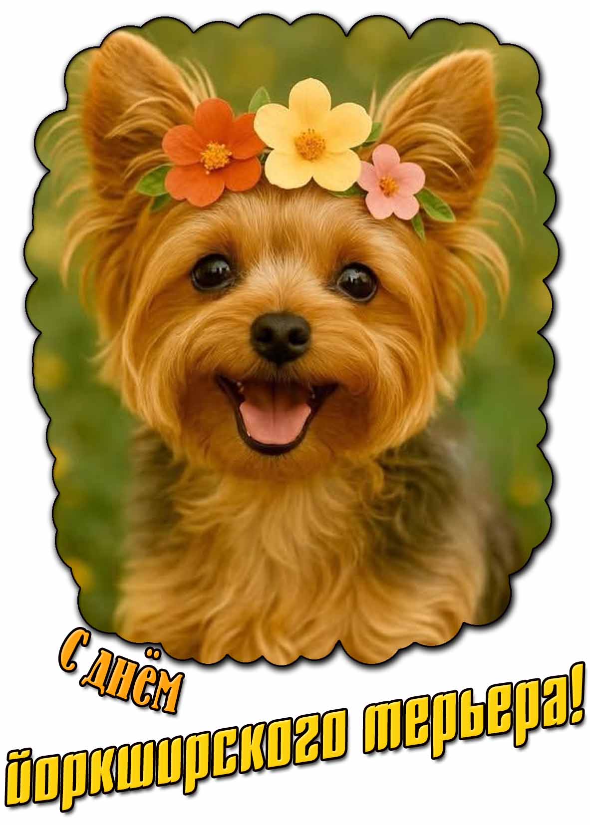 Открытка с днём йоркширского терьера