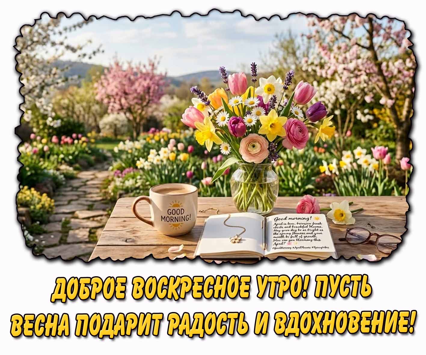 Картинка "Доброе воскресное утро! Пусть весна подарит радость и вдохновение!"