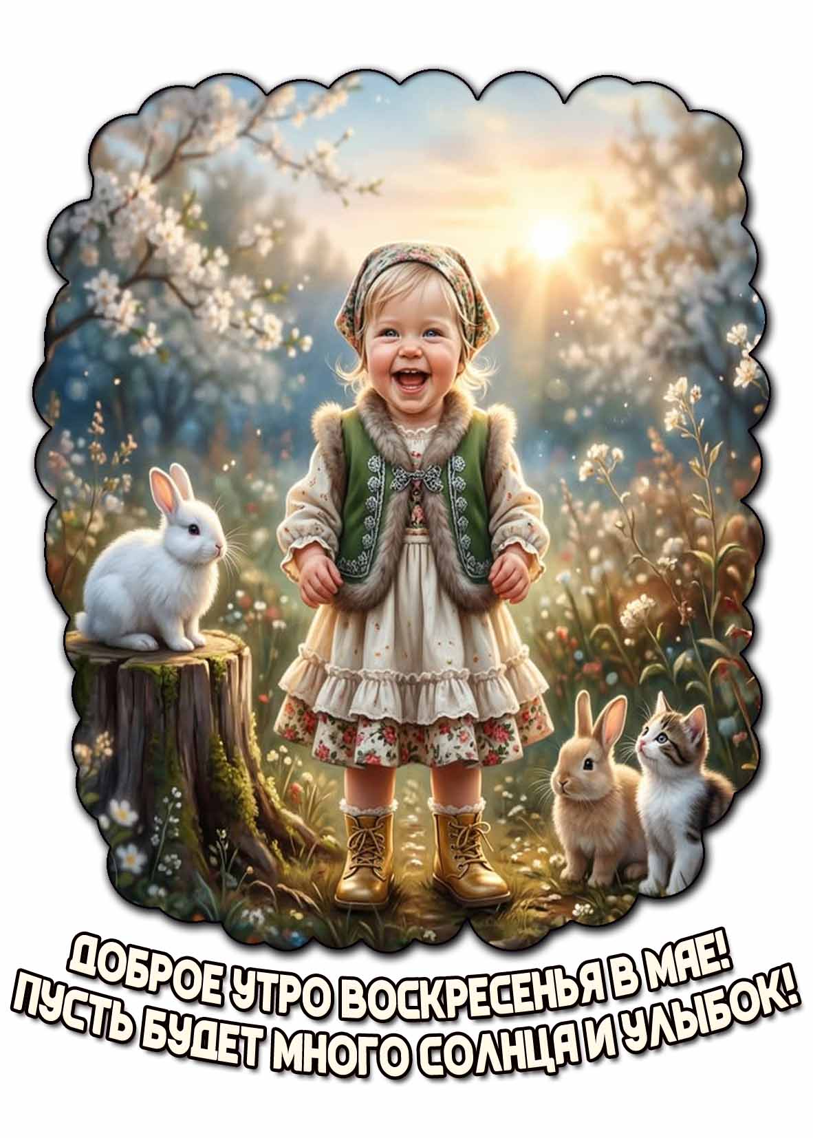 Открытка "Доброе утро воскресенья в мае! Пусть будет много солнца и улыбок!"