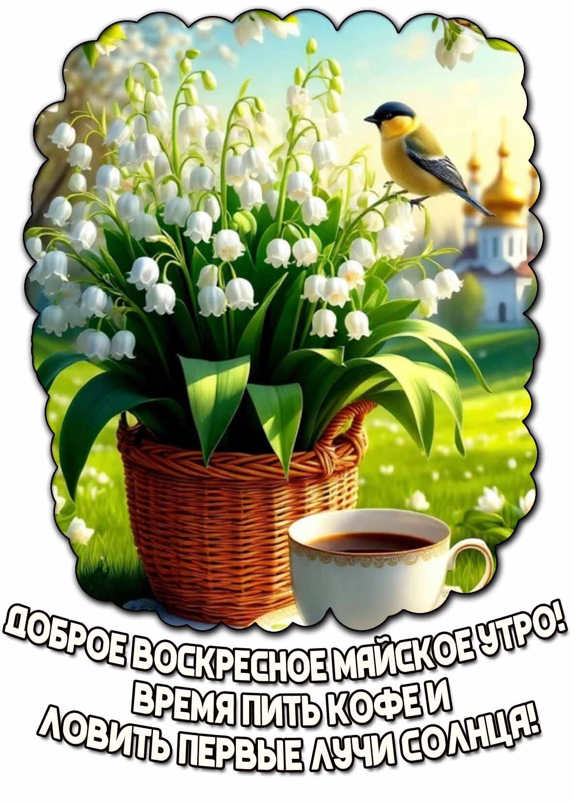 Картинка "Доброе майское воскресное утро! Время пить кофе и ловить первые лучи солнца!"