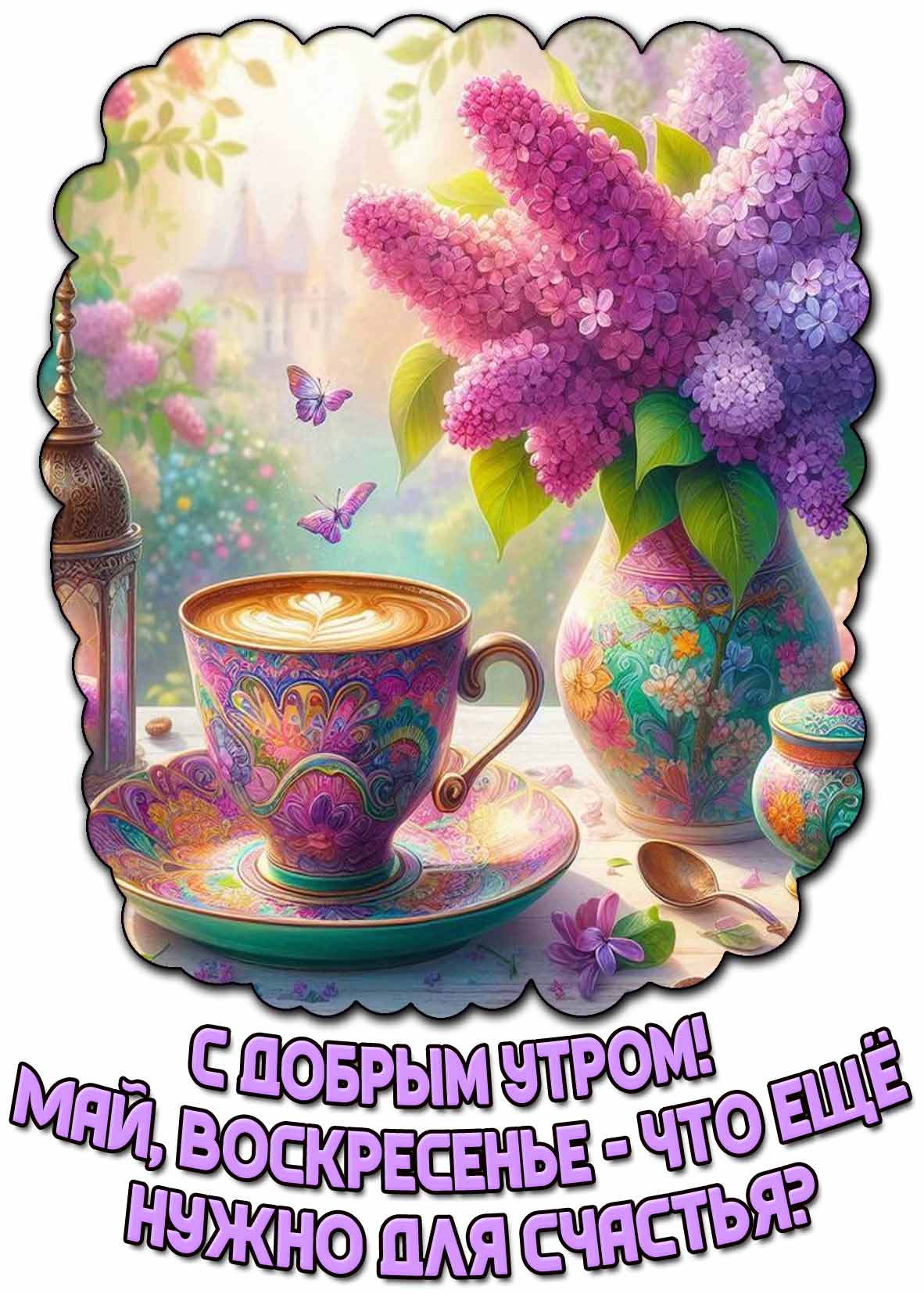 Открытка "С добрым утром! Май, воскресенье - что ещё нужно для счастья?"