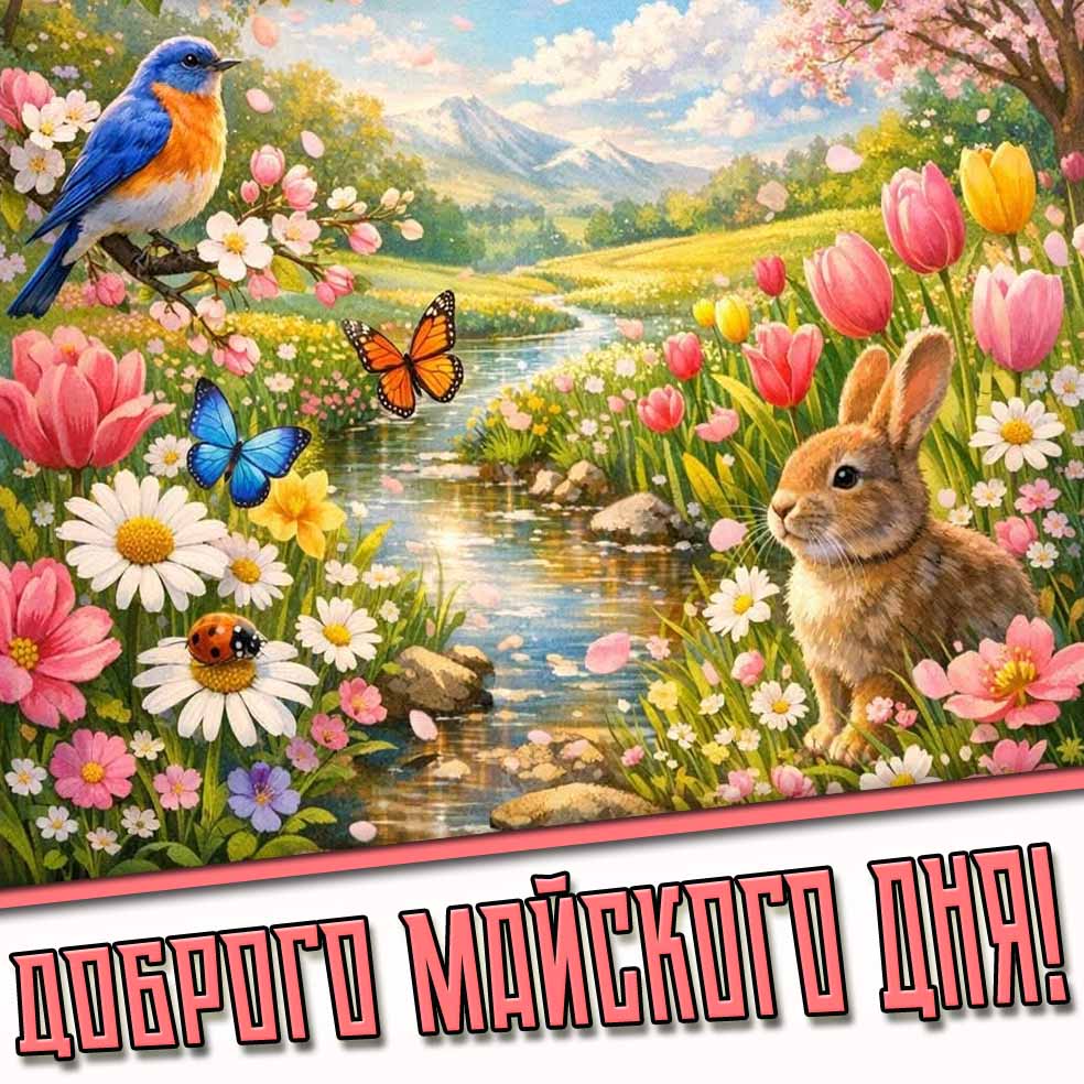 Доброго майского дня! - открытка с весенними цветами