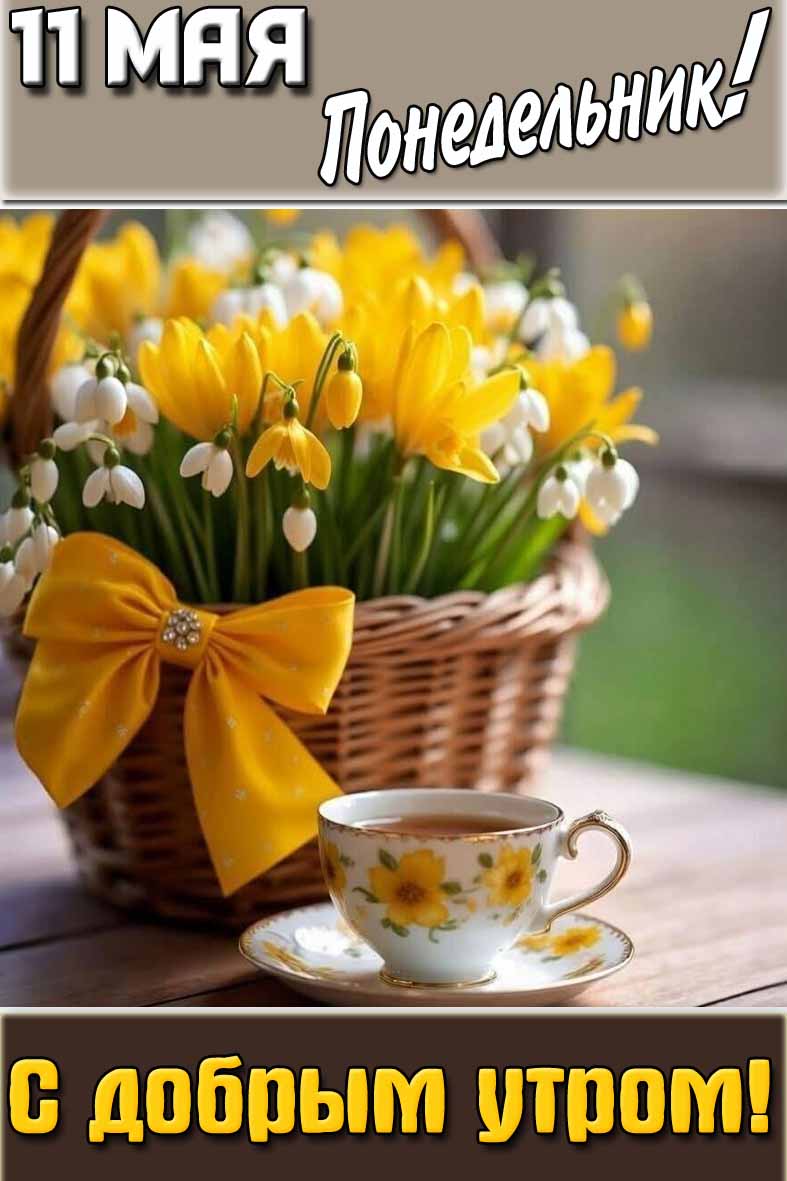 Открытка "11 мая понедельник! С добрым утром!"