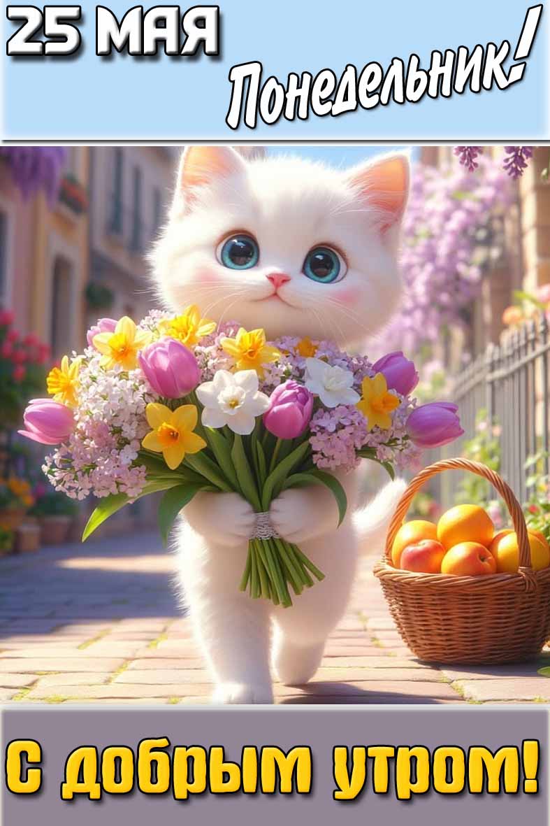 Открытка "25 мая понедельник! С добрым утром!"