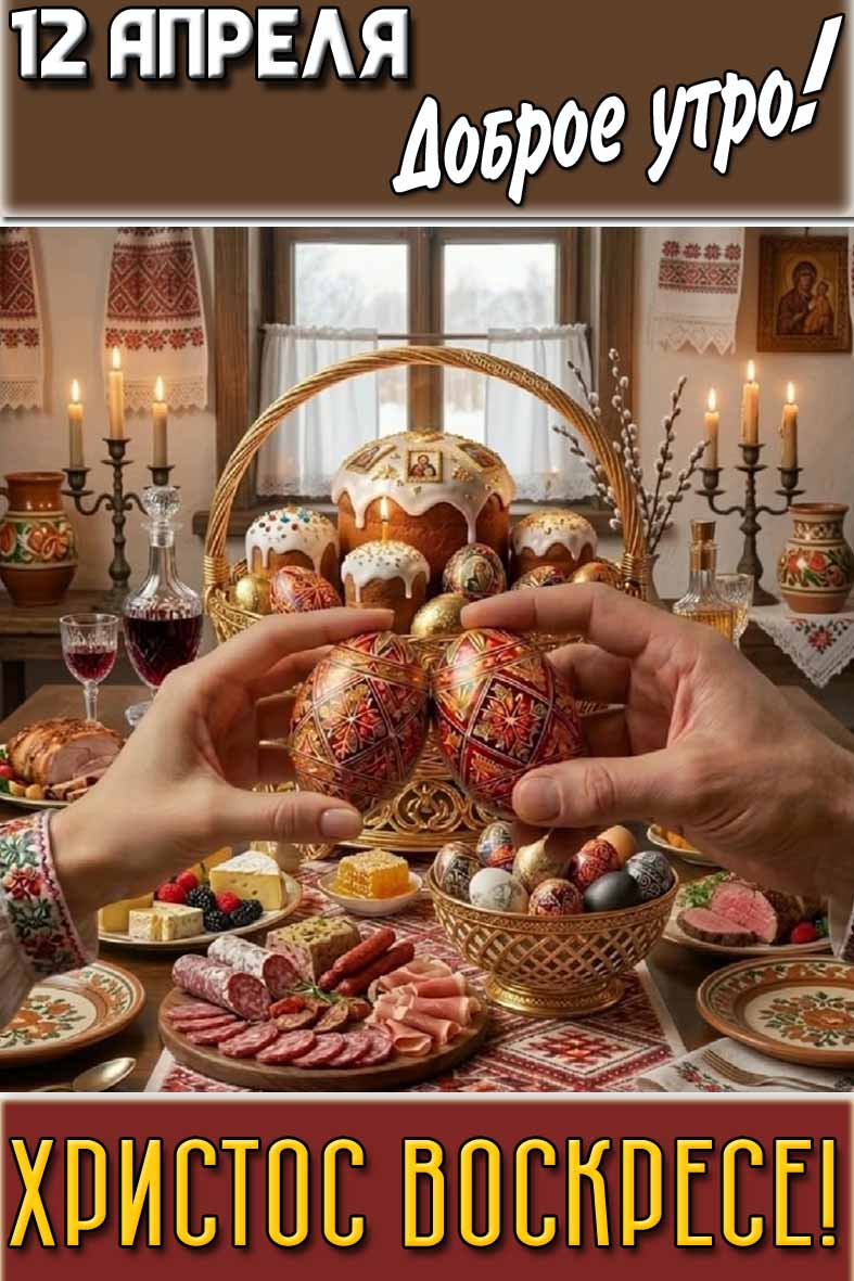 Картинка "12 апреля доброе утро! Христос Воскресе!"
