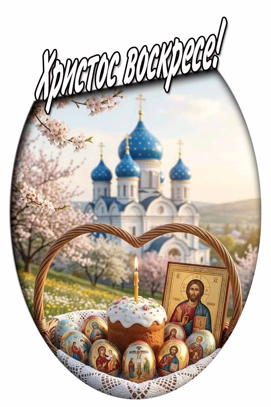Открытка с христианским приветствием «Христос воскресе!»