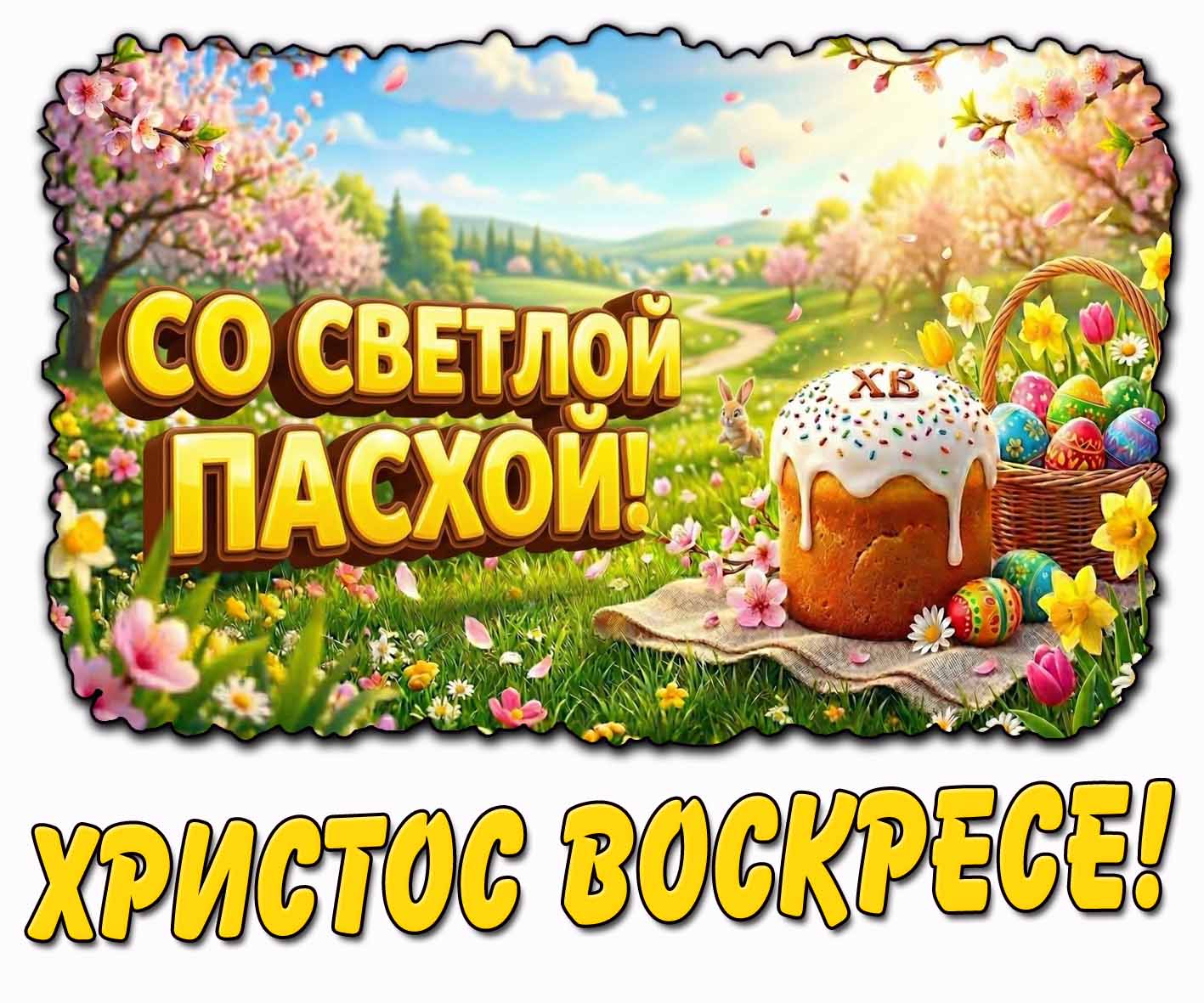 Весенняя открытка "Со светлой Пасхой! Христос воскресе!"