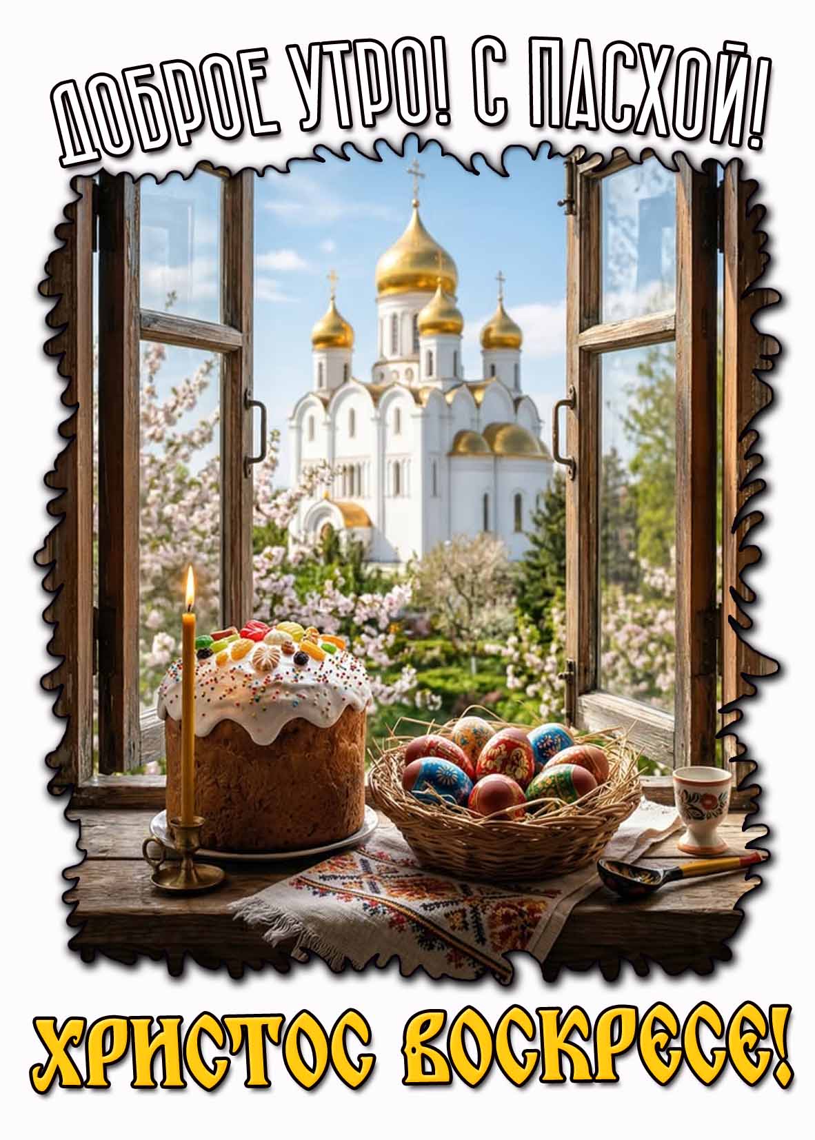 Картинка "Доброе утро! С Пасхой! Христос воскресе!"