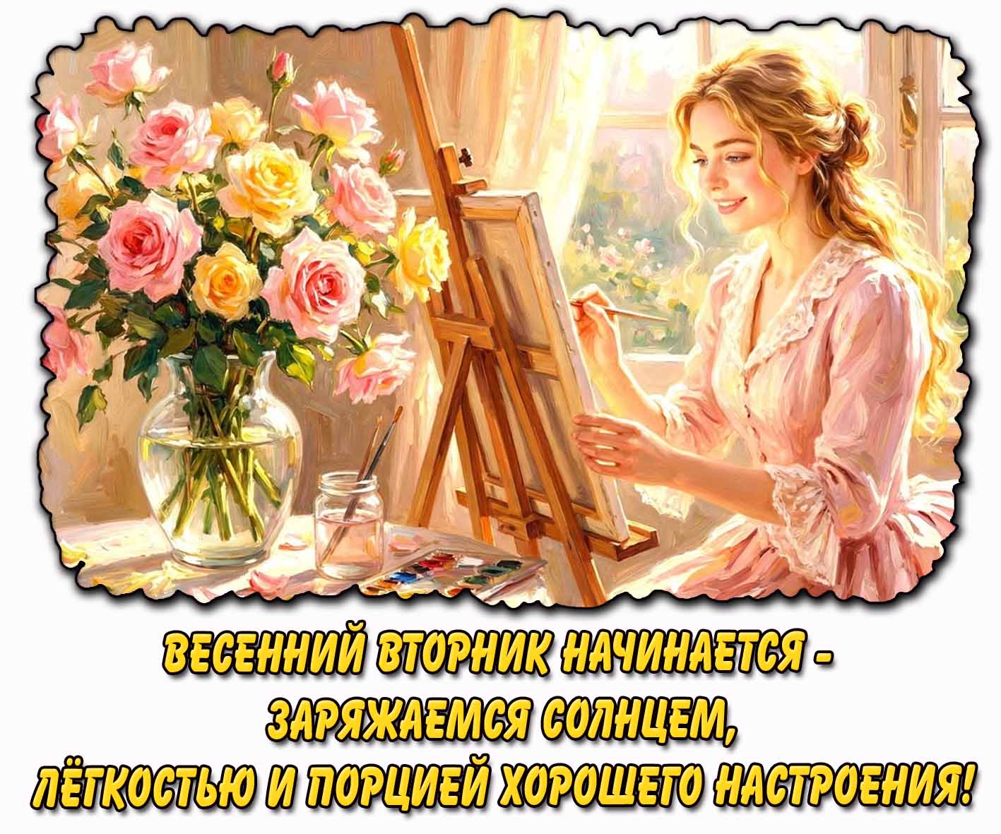 Картинка "Весенний вторник начинается - заряжаемся солнцем, лёгкостью и порцией хорошего настроения!"