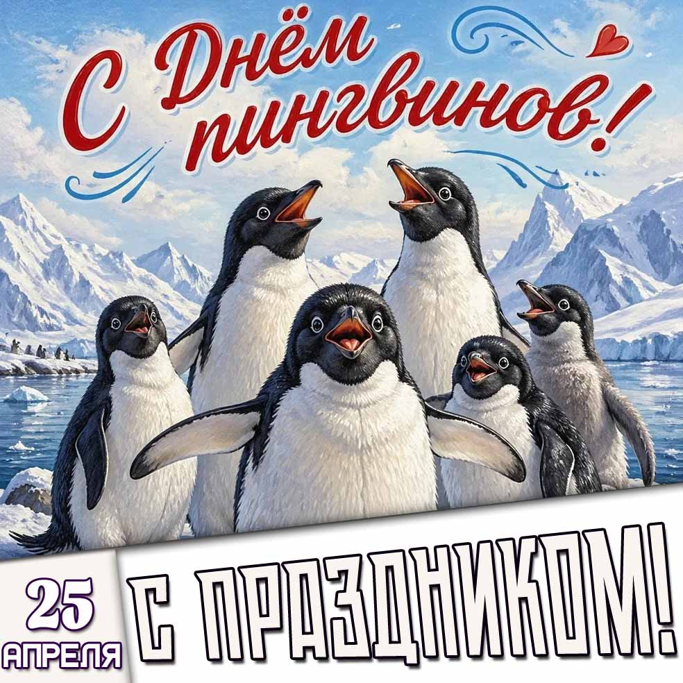 Картинка "25 апреля - С днём пингвинов! С праздником!"