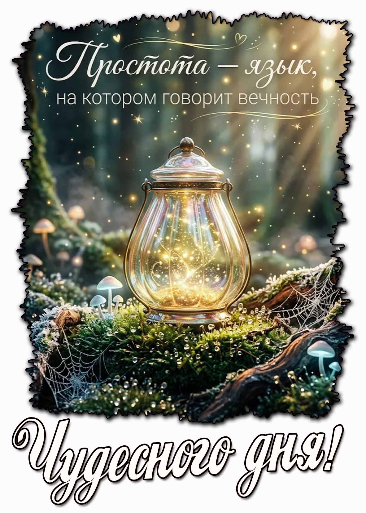 Картинка "Чудесного дня! Простота - язык, на котором говорит вечность!"
