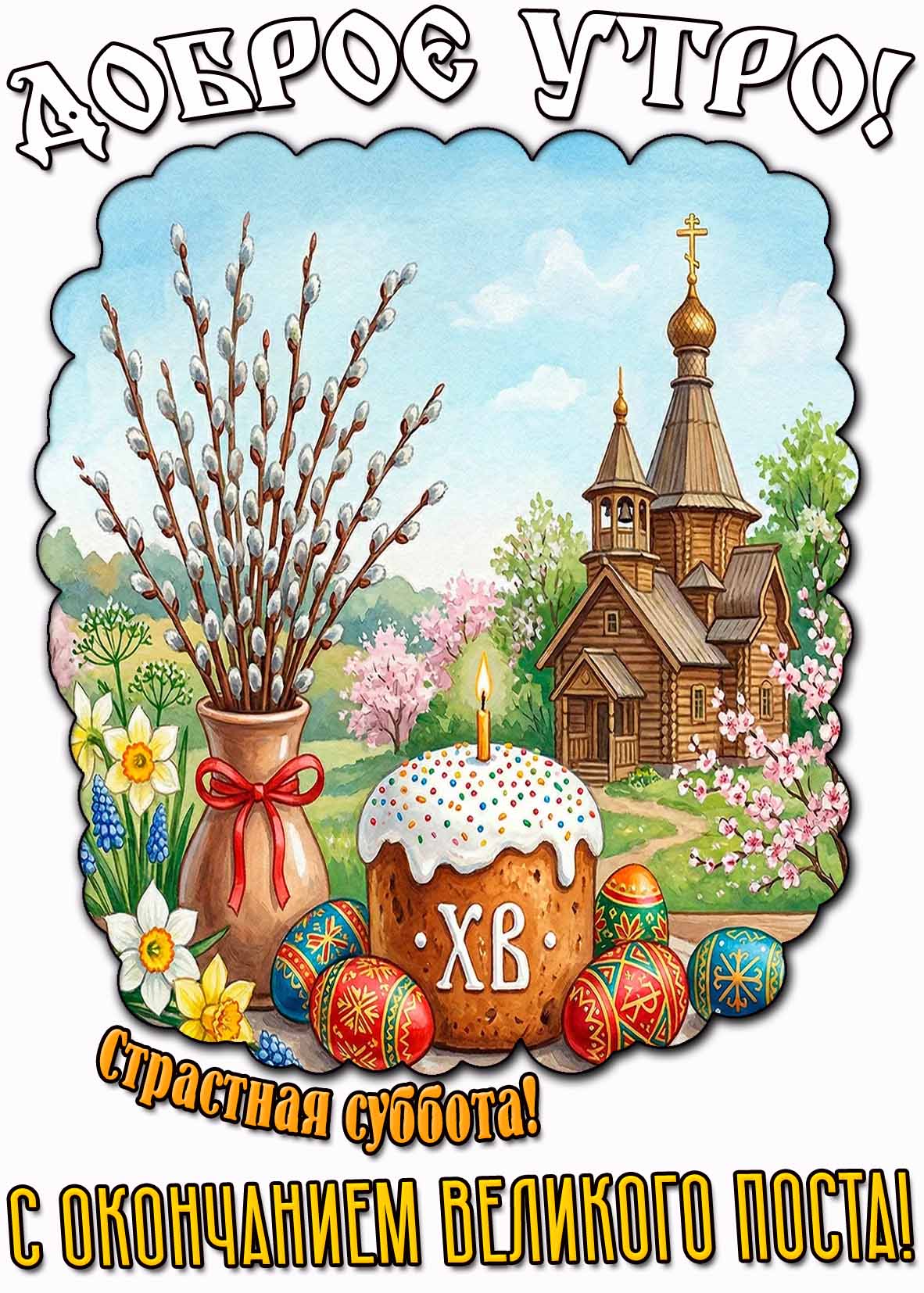 Картинка "Доброе утро! Страстная суббота! С окончанием Великого поста!"