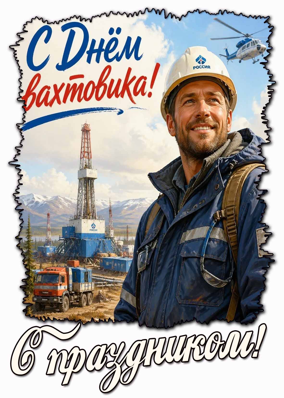 Открытка "С днём вахтовика! С праздником!"