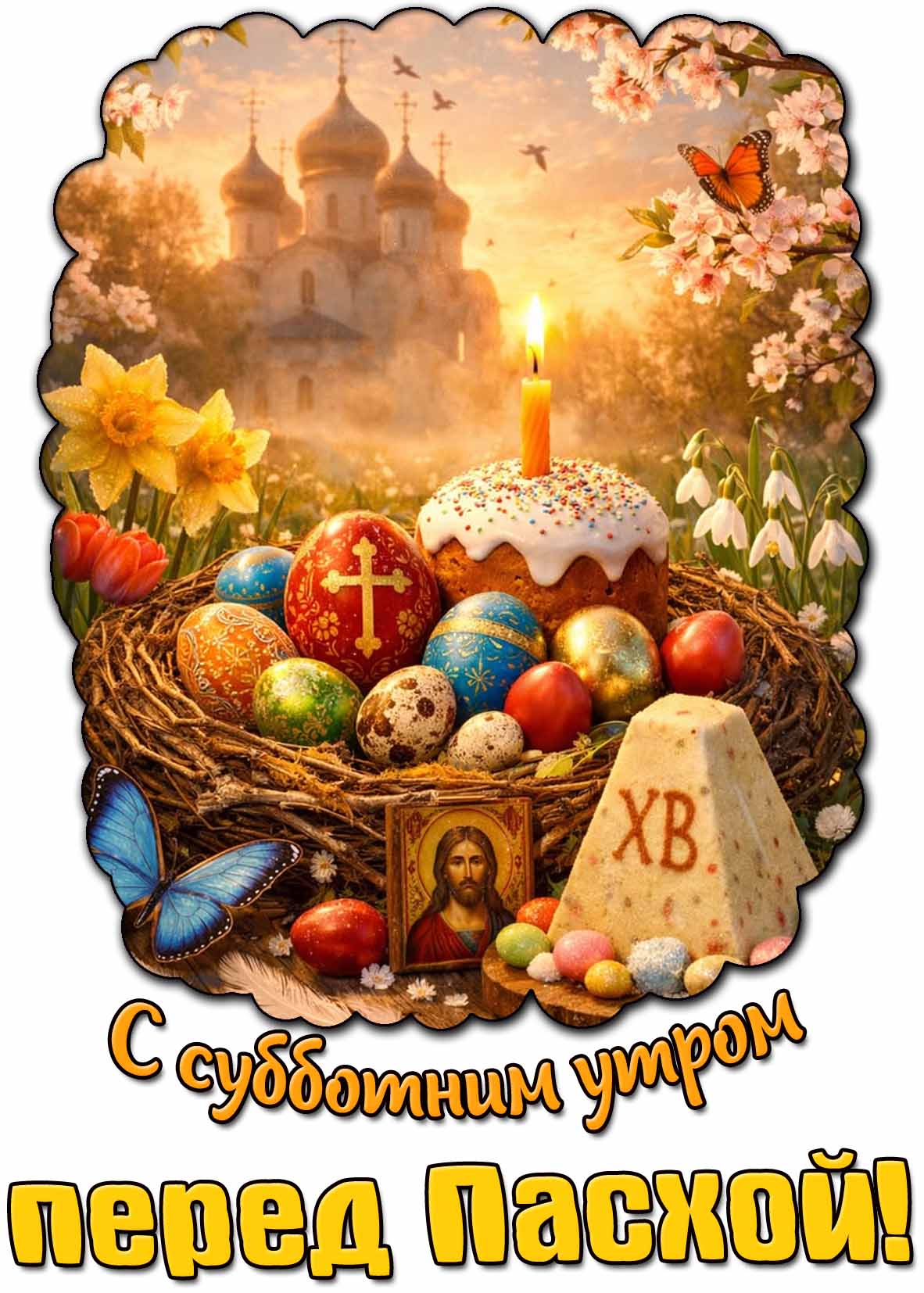 Картинка с субботним утром перед Пасхой