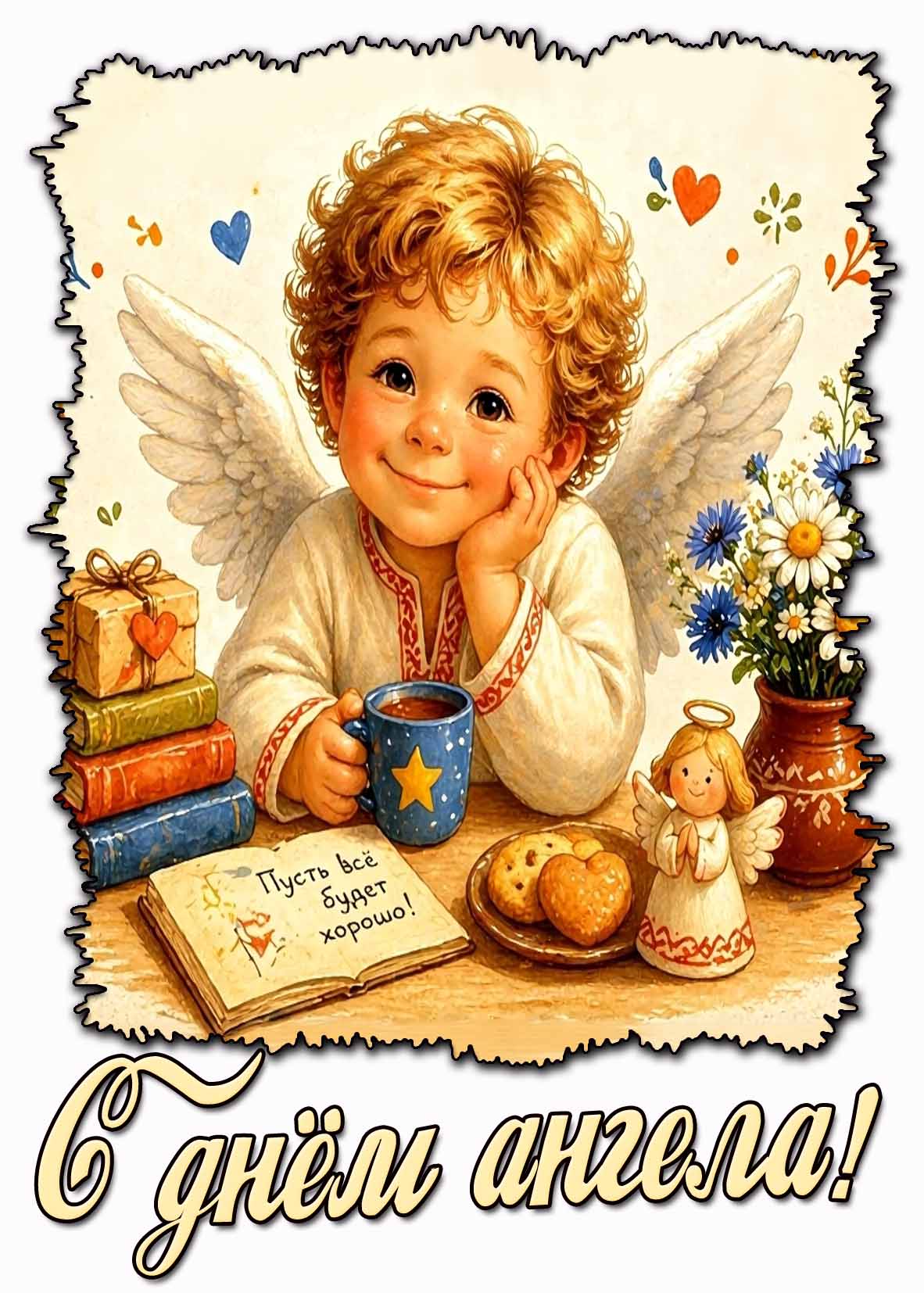 Красивая картинка "С днём ангела! Пусть всё будет хорошо!"