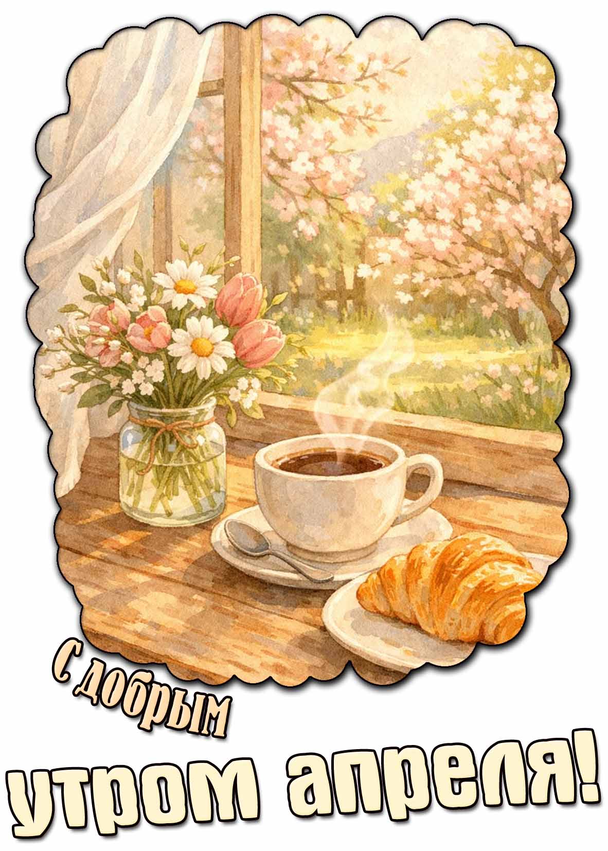 Красивая открытка с добрым утром апреля
