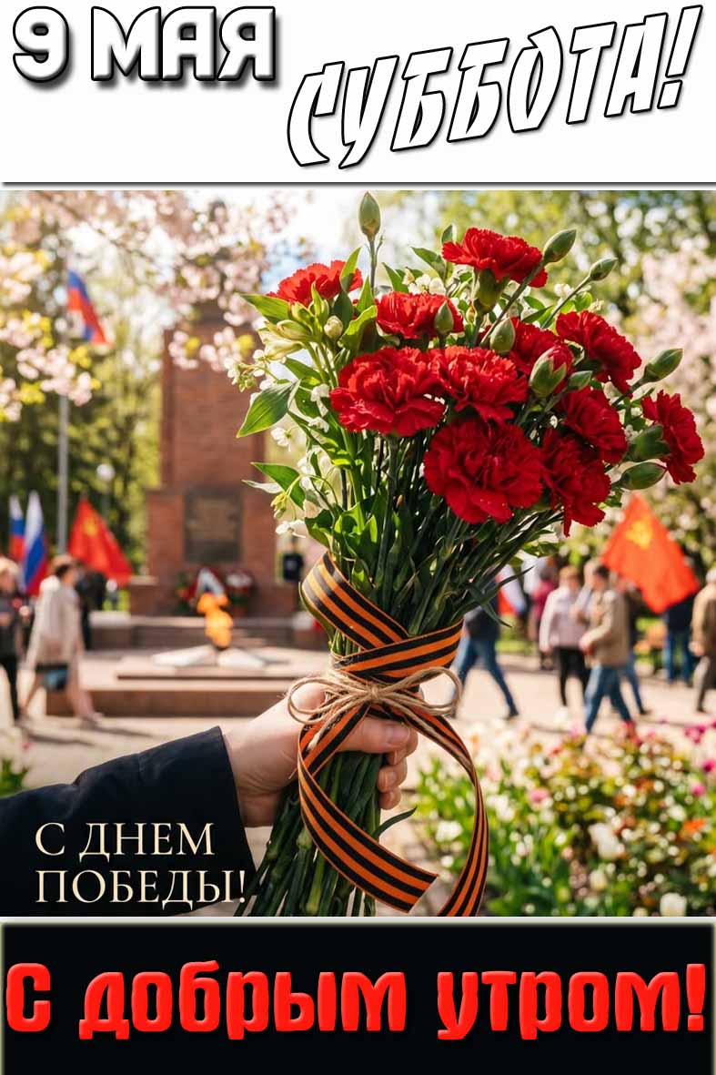 Открытка "9 мая суббота! С добрым утром! С днём победы!"