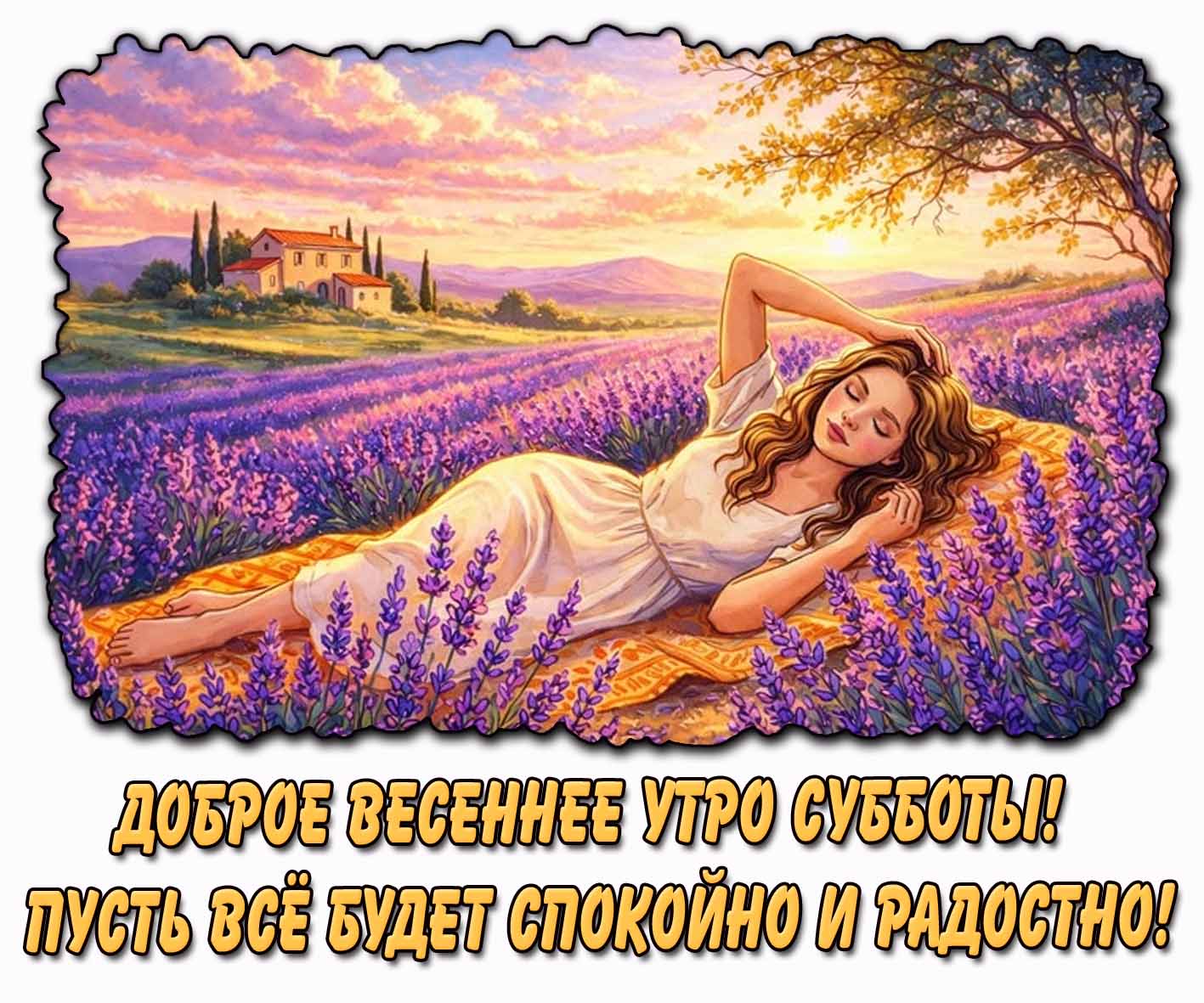 Открытка "Доброе весеннее утро субботы! Пусть всё будет спокойно и радостно!"