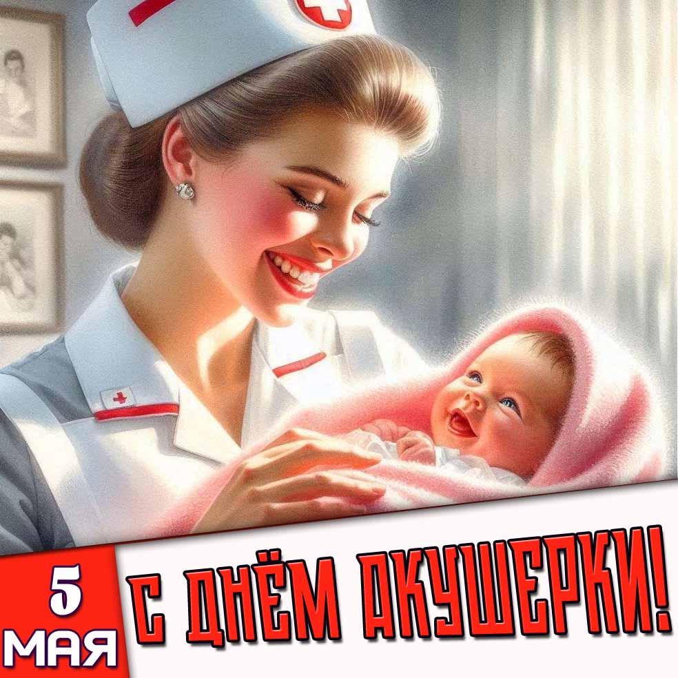 Картинка 5 мая - с днём акушерки!