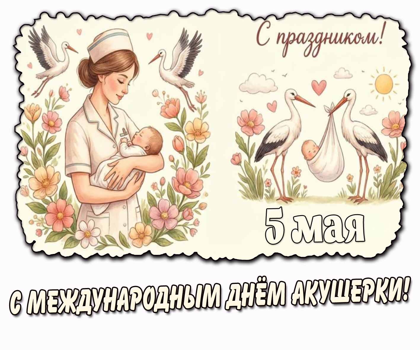 С Международным днём акушерки! - красивая открытка на 5 мая