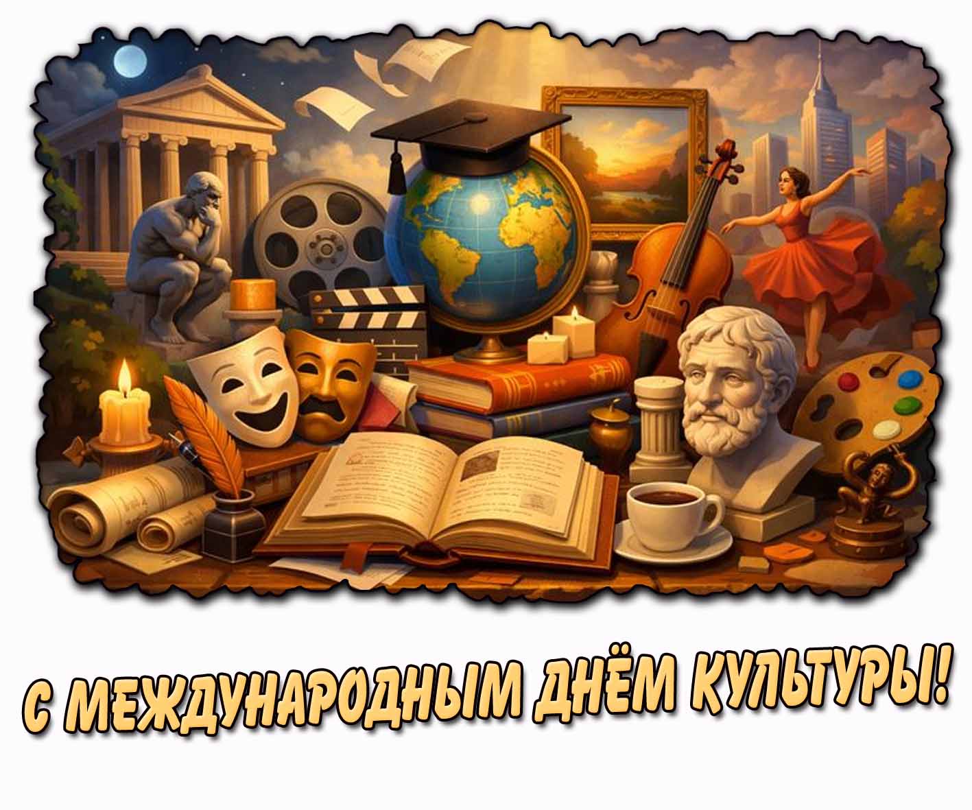 С Международным днём культуры! - красивая открытка