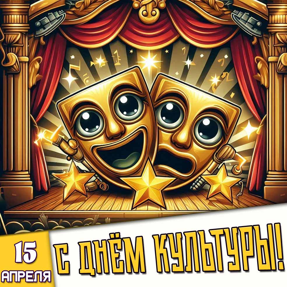 Открытка 15 апреля - с днём культуры!