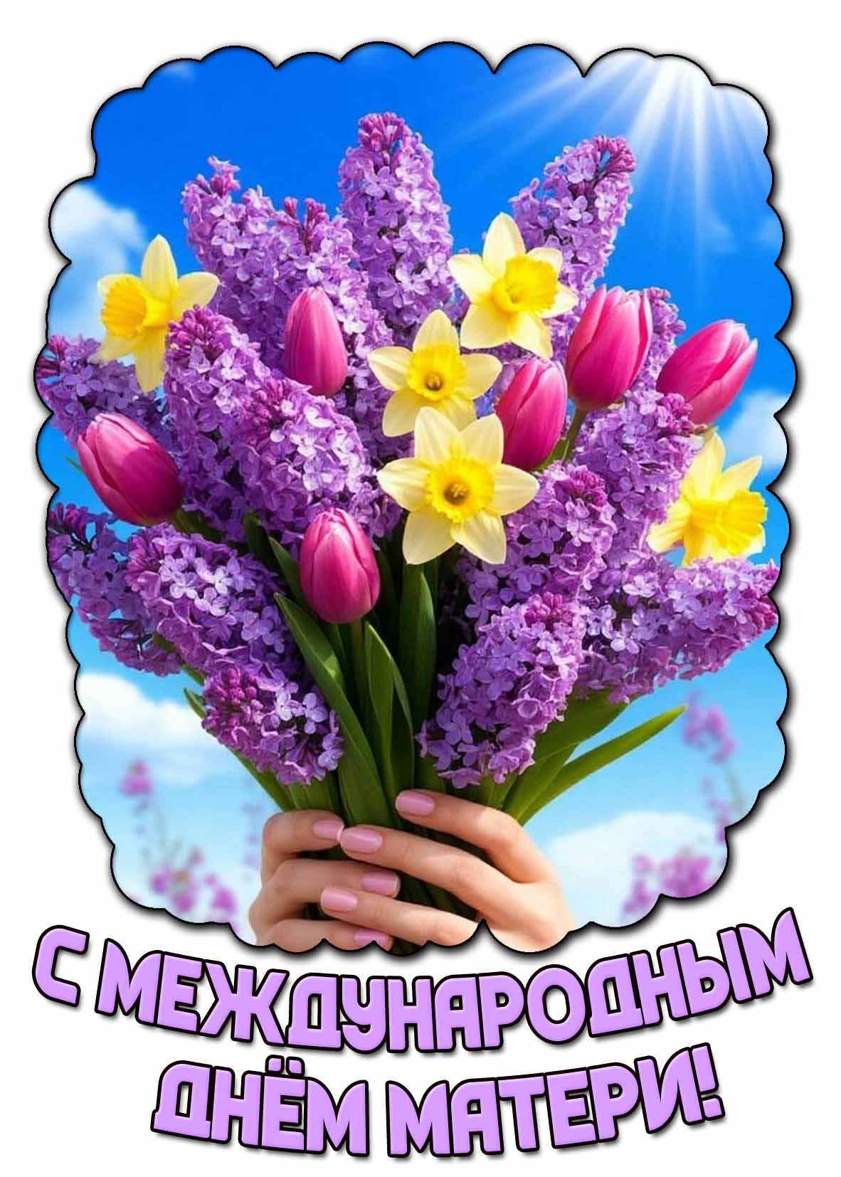 С Международным днём матери! - открытка с букетом весенних цветов