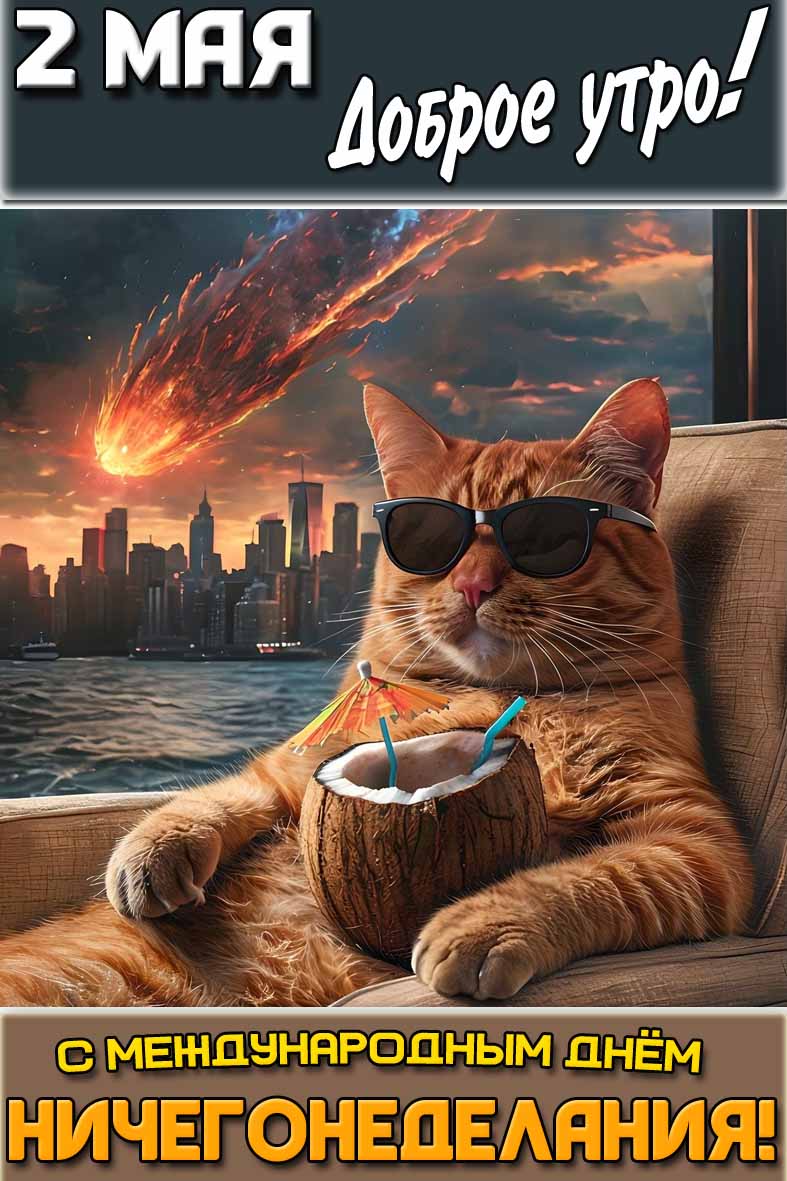 Прикольная картинка "2 мая доброе утро! С Международным днём ничегонеделания!"