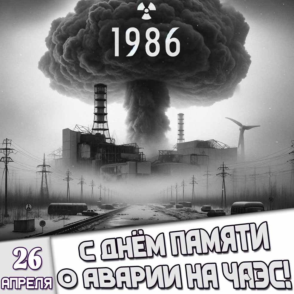 Открытка "26 апреля 1986 года - с днём памяти о аварии на ЧАЭС!"