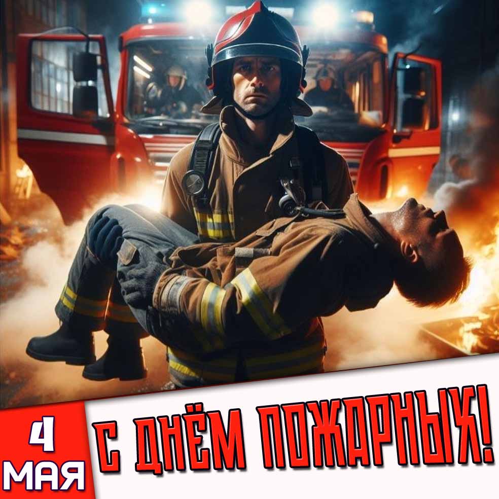 Картинка 4 мая - с днём пожарных!