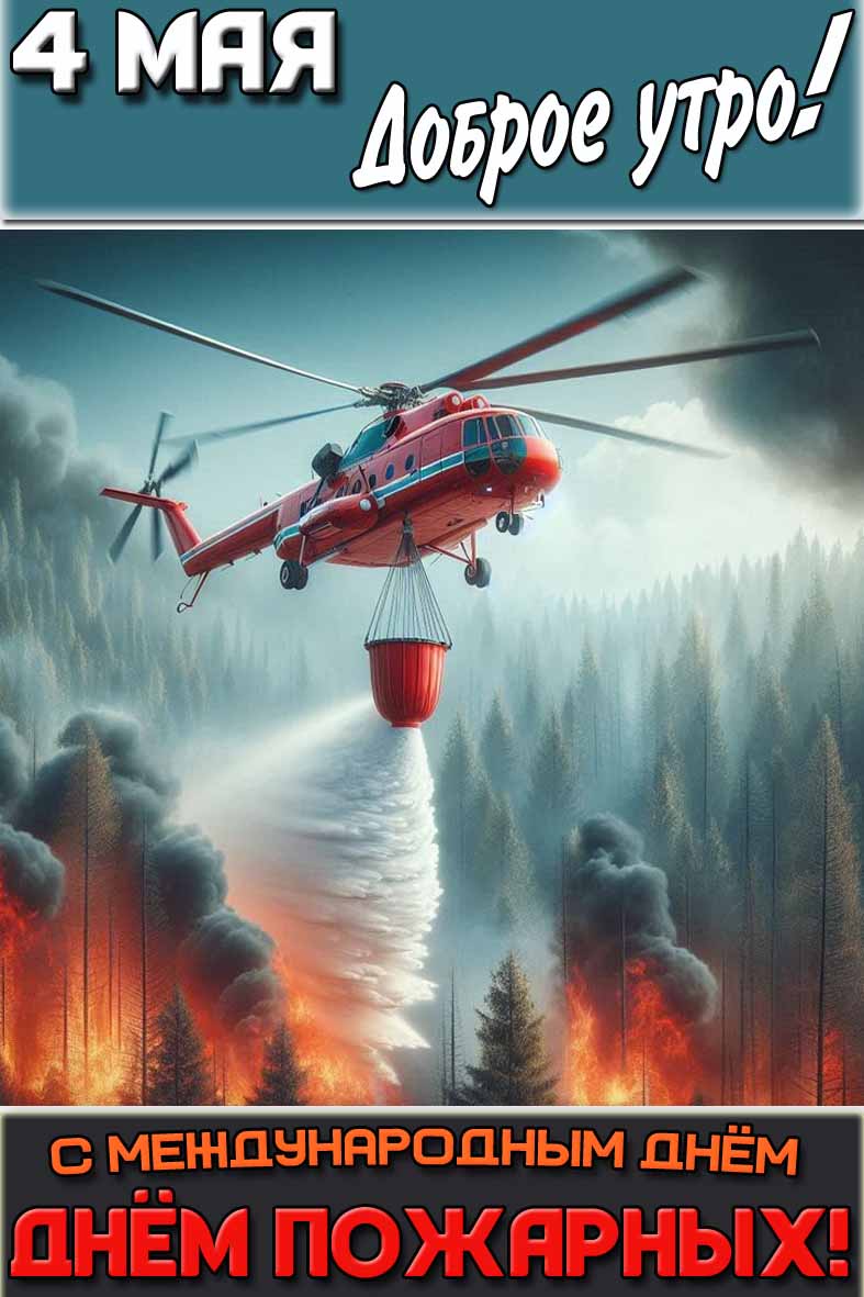 Картинка "4 мая доброе утро! С Международным днём пожарных!"