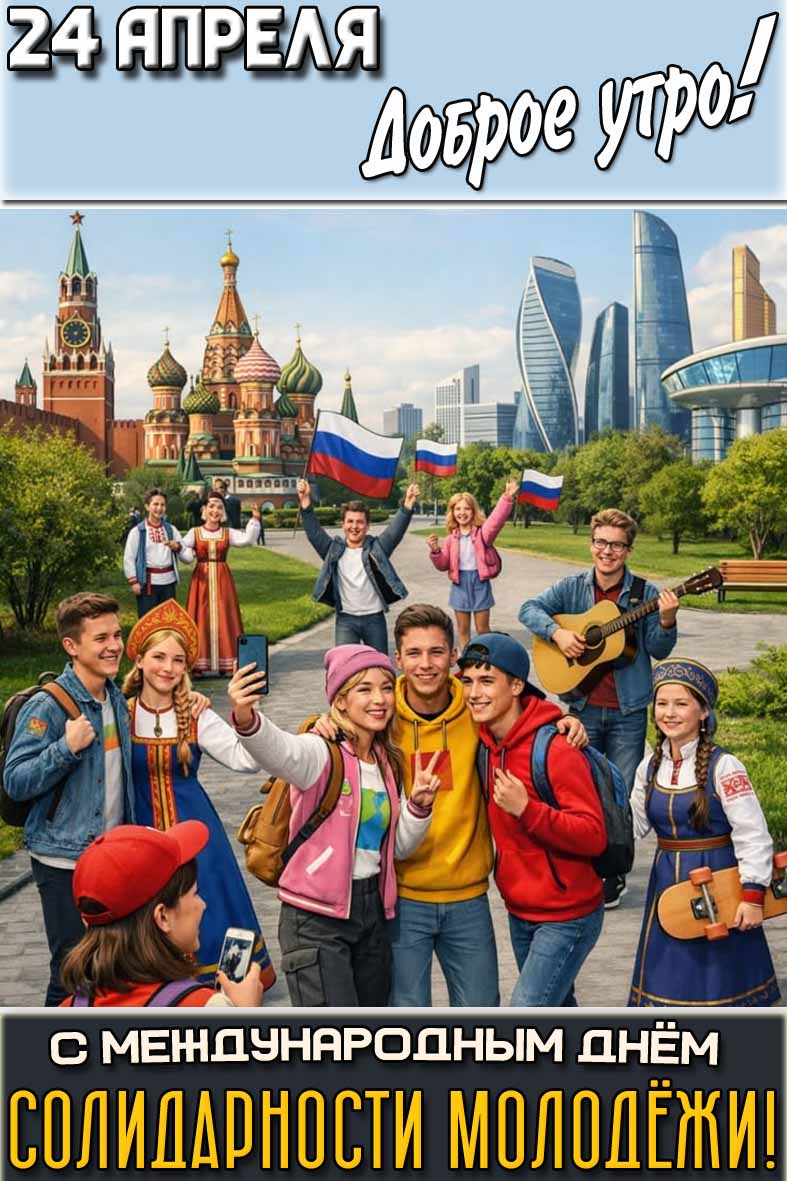 Картинка "24 апреля доброе утро! С Международным днём солидарности молодёжи!"