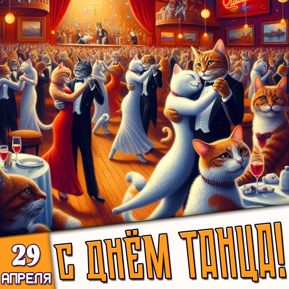 Прикольная открытка 29 апреля - с днём танца!
