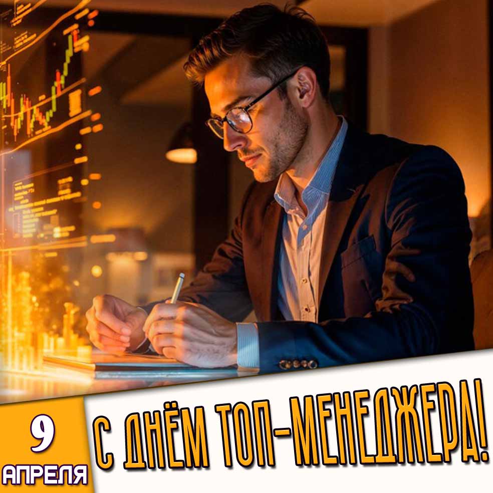 Открытка 9 апреля - с днём топ-менеджера!