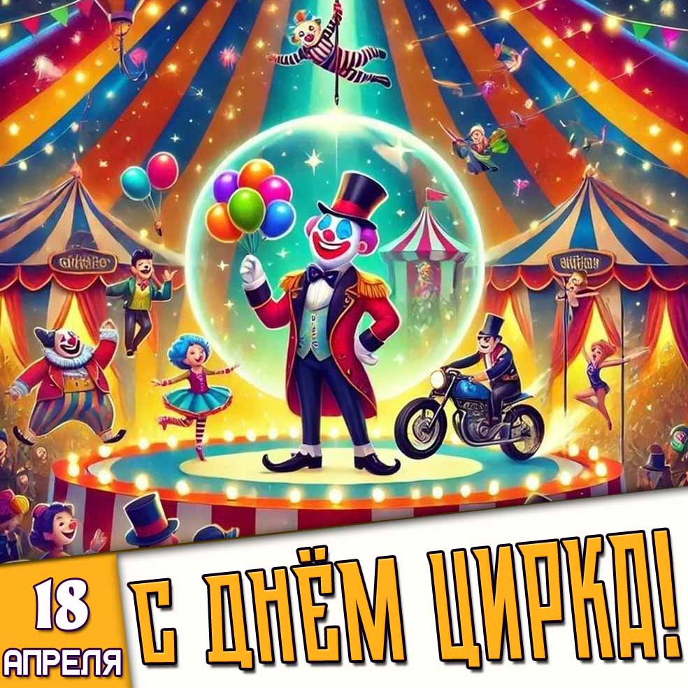 Открытка 18 апреля - с днём цирка!