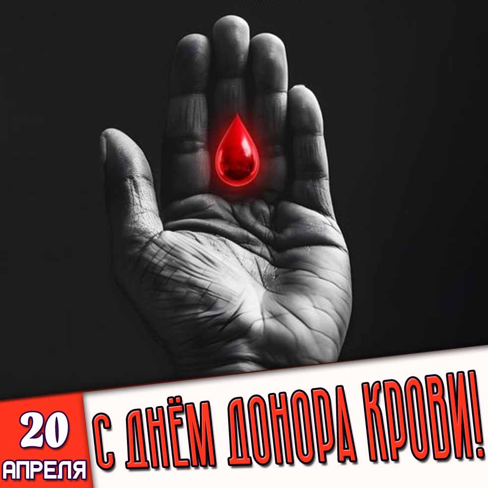 Открытка 20 апреля - с днём донора крови!