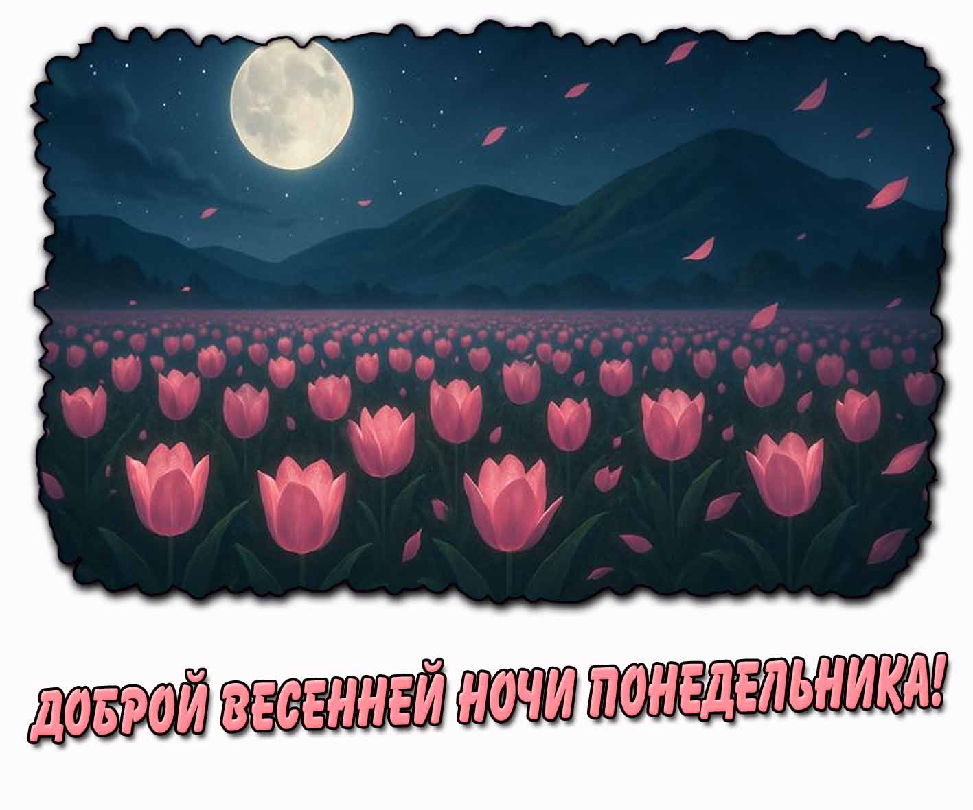 Доброй весенней ночи понедельника! - картинка с тюльпанами