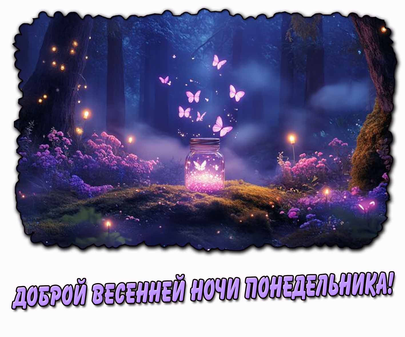 Доброй весенней ночи понедельника! - красивая открытка