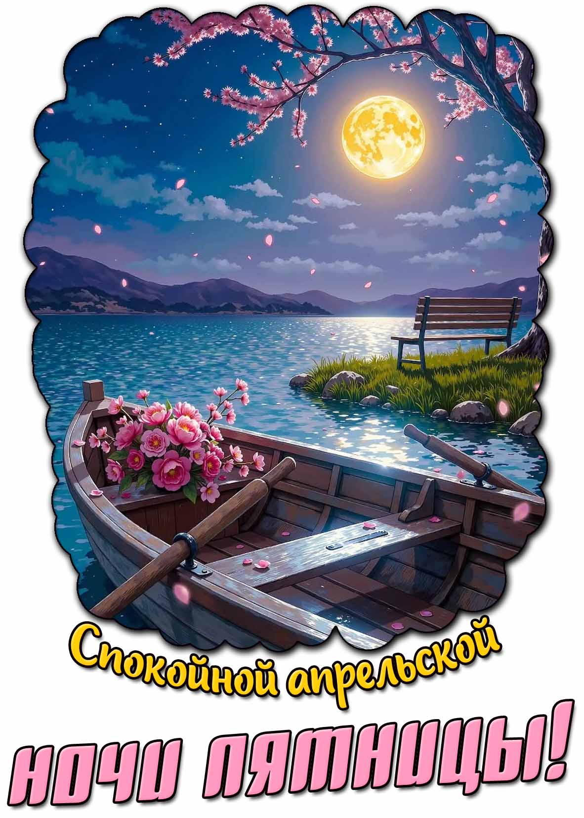 Открытка спокойной апрельской ночи пятницы