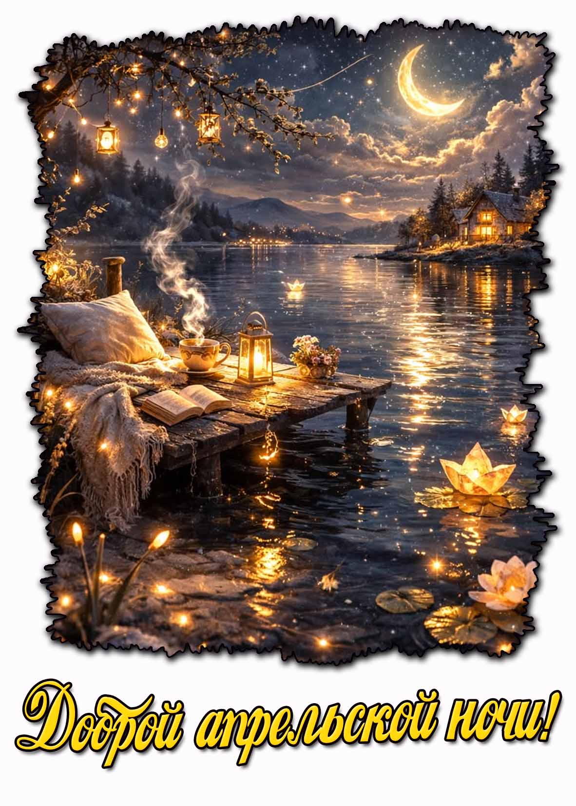 Открытка доброй апрельской ночи