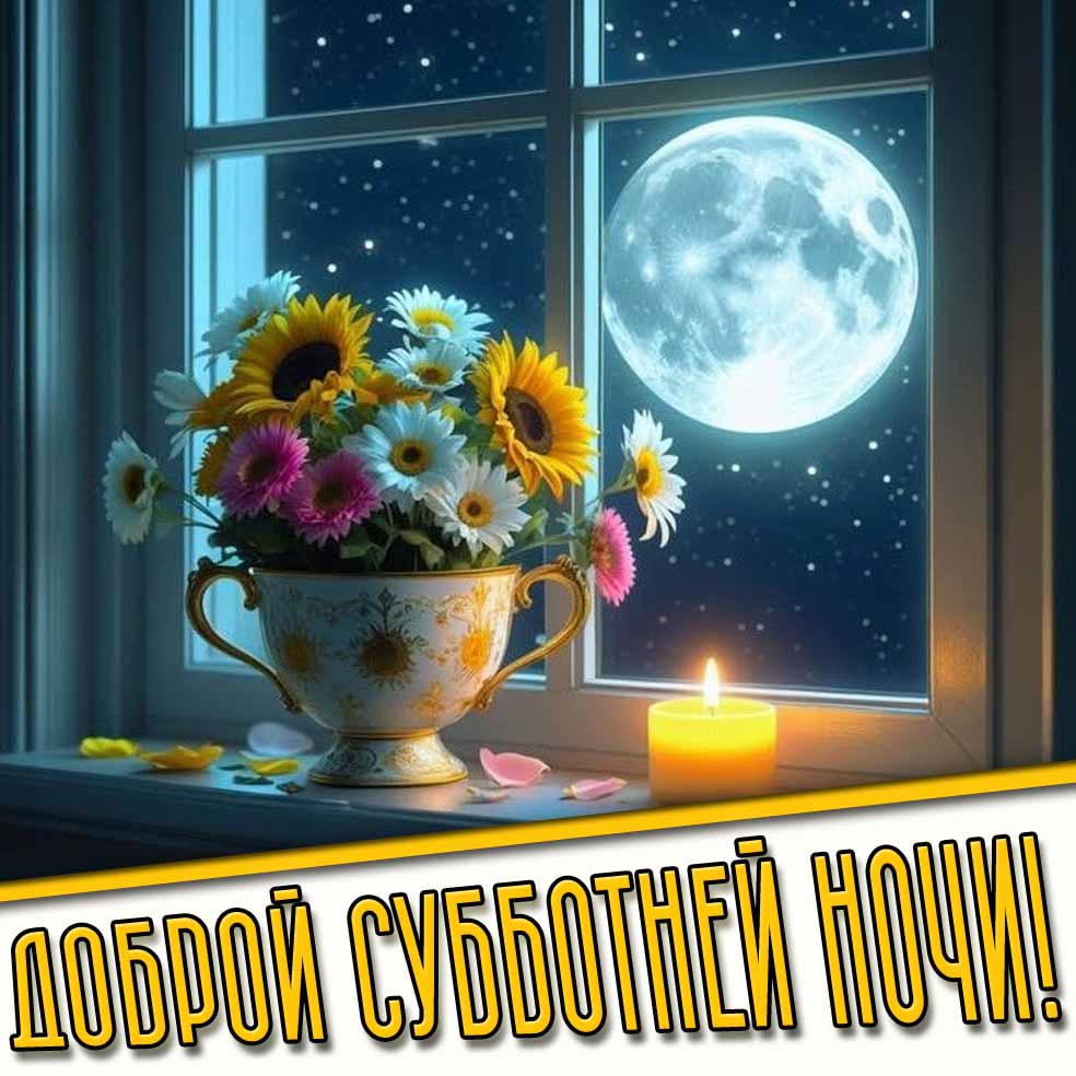 Доброй субботней ночи! - картинка с цветами