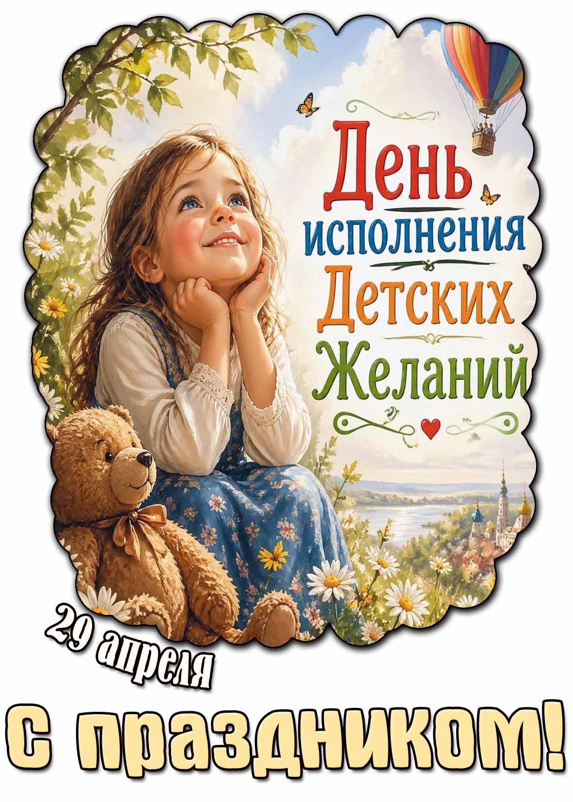 Открытка "29 апреля - день исполнения детских желаний! С праздником!"